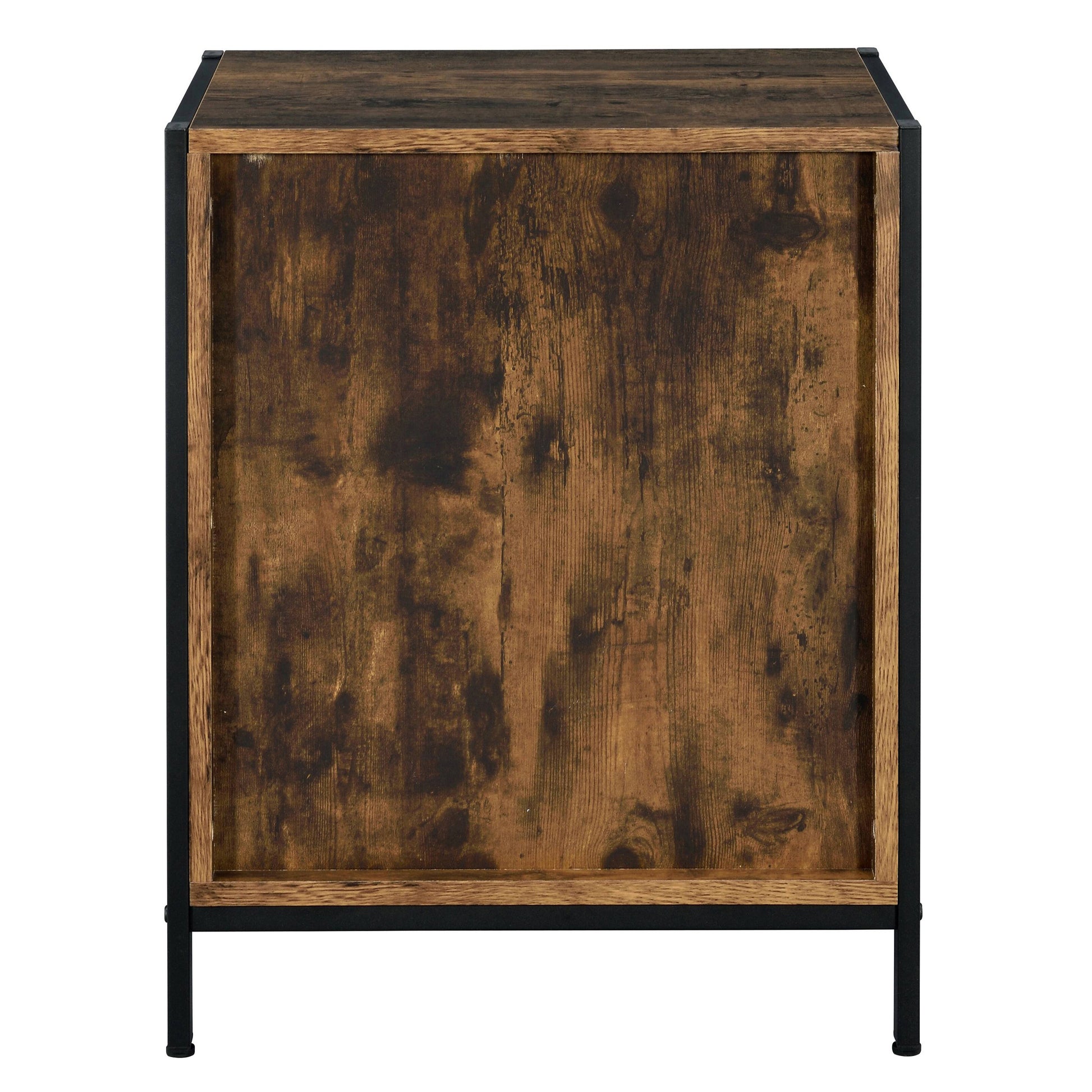 Rustic Oak And Black 2 Drawer Nightstand Black Brown 2 Drawers Bedroom Rectangle Rustic Shelf Rust Wood