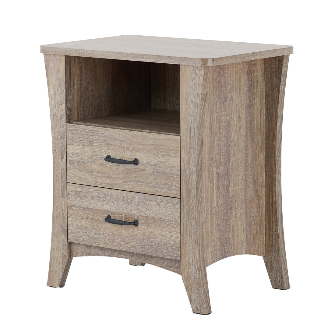 Rustic Natural Nightstand With 2 Drawers And Open Shelving Brown 2 Drawers Bedroom Rectangle Rustic Drawers Rust Wood