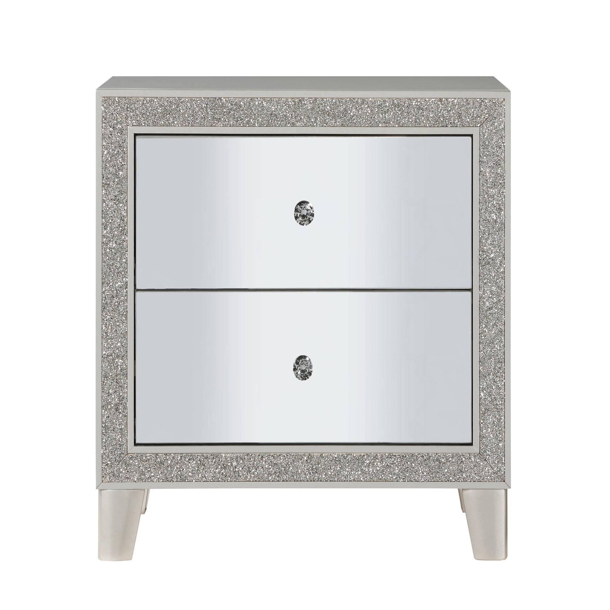 Champagne 2 Drawer Nightstand Champagne 2 Drawers Bedroom Rectangle Glam Poplar Felt Lined Drawers Mirrored Wood