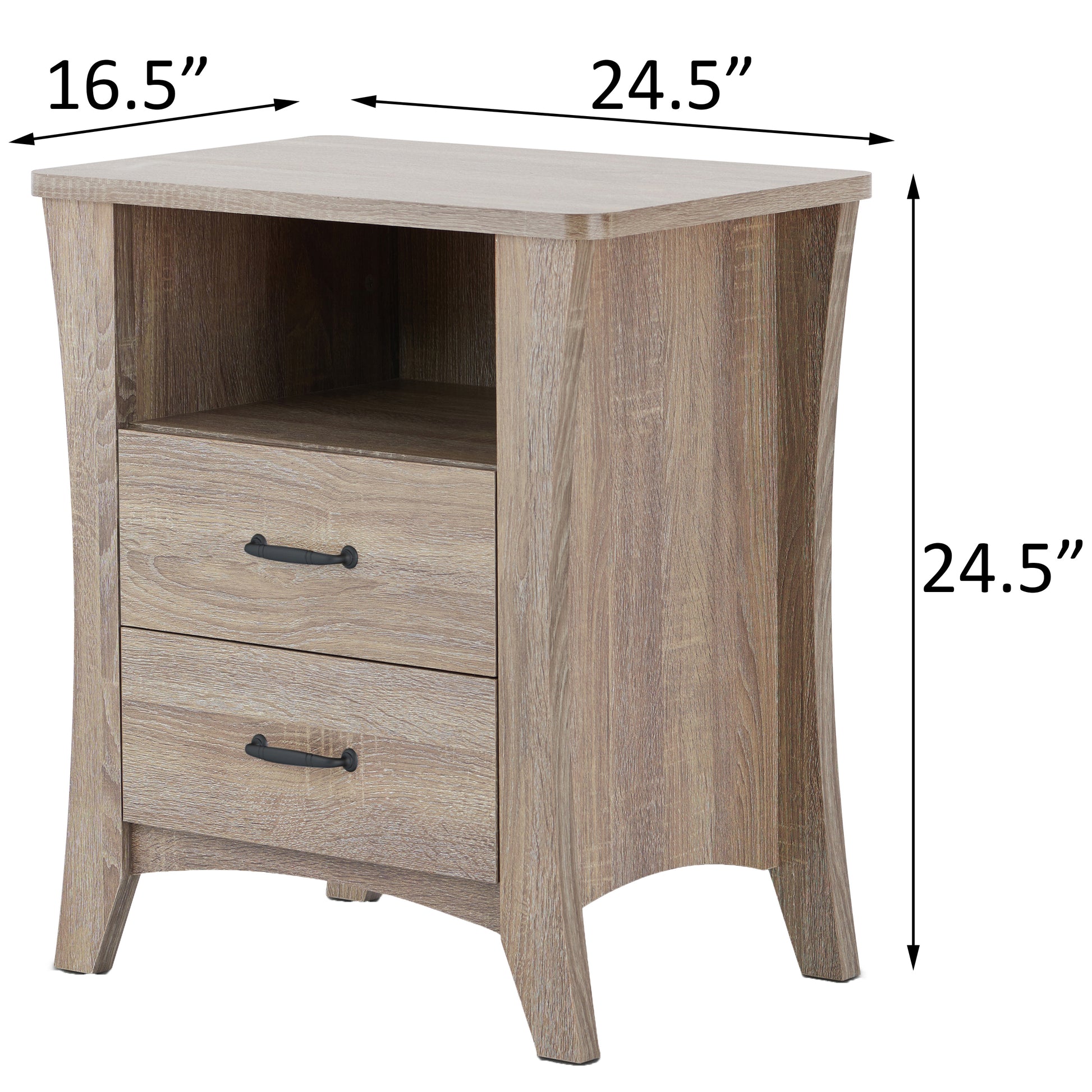 Rustic Natural Nightstand With 2 Drawers And Open Shelving Brown 2 Drawers Bedroom Rectangle Rustic Drawers Rust Wood