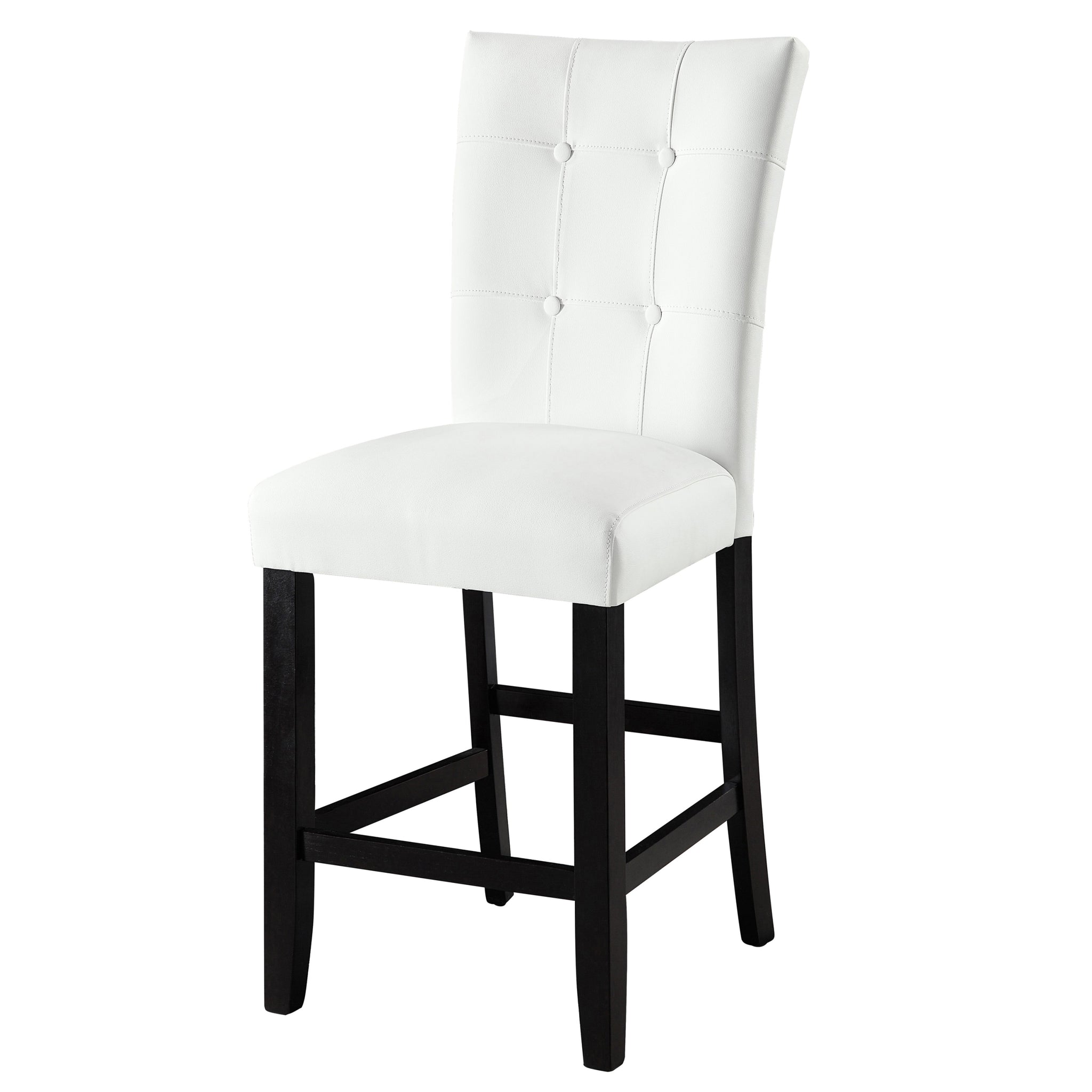 White And Black Tufted Back Counter Height Stools Set Of 2 Solid White Black Dining Room Foam Rectangular Contemporary Solid Back Set Of 2 Faux Leather