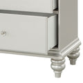 Platinum 2 Drawer Nightstand Silver 2 Drawers Bedroom Rectangle Glam Poplar Felt Lined Drawers Silver Wood