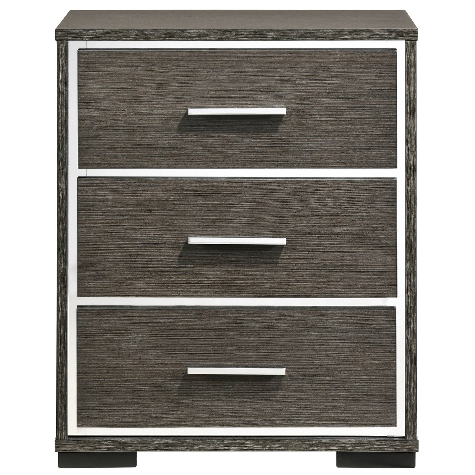 Grey Oak 3 Drawer Nightstand Oak 3 Drawers Bedroom Rectangle Modern Usb Port Oak Wood