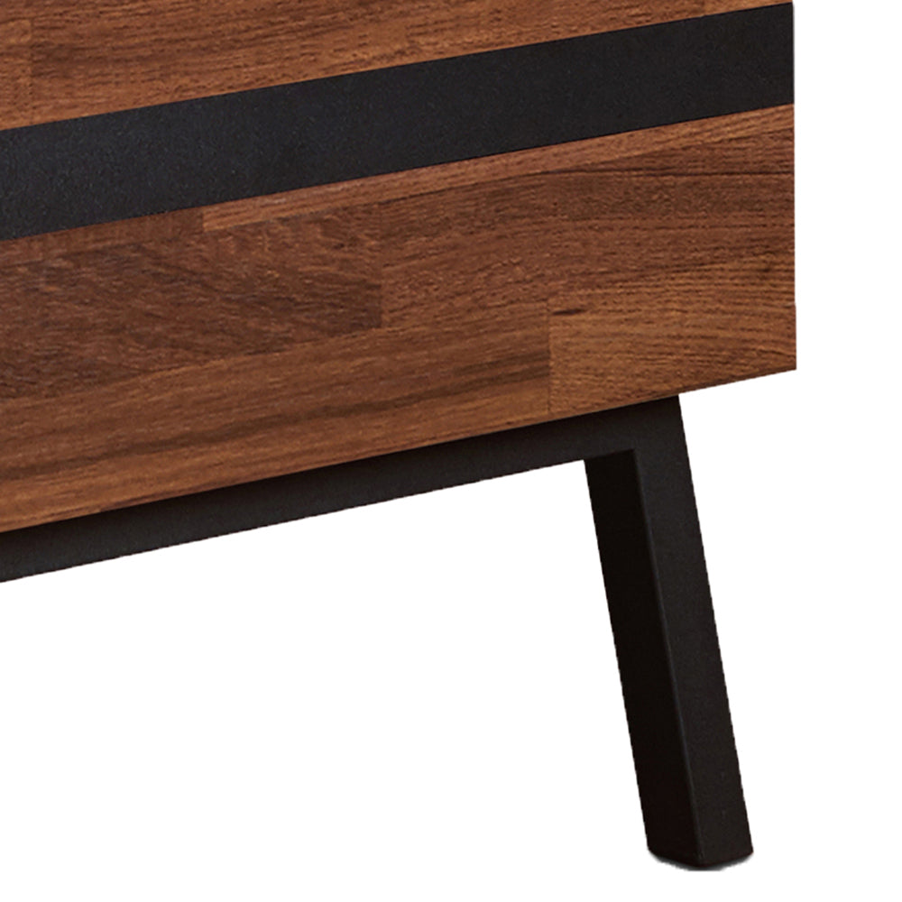 Walnut And Sandy Black 2 Drawer Nightstand Walnut Black 2 Drawers Bedroom Rectangle Modern Drawers Walnut Wood Metal