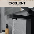 Sink Faucet With Deck Plate Waterfall Black With Pop Up Drain And Supply Lines Bathroom Faucets For Sink 1 Hole One Handle Faucets Vanity Bath Mixer Tap Bathroom Joystick Geometric One Black Side Sprayer Deck Mounted Cartridge Valve Single Hole Faucets