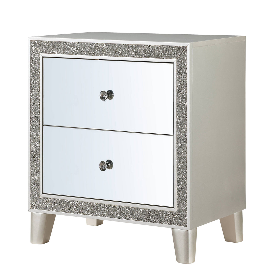 Champagne 2 Drawer Nightstand Champagne 2 Drawers Bedroom Rectangle Glam Poplar Felt Lined Drawers Mirrored Wood