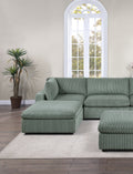 Sage Color 7Pc Modular Sectional Set Corduroy Upholstery Couch 2X Corner Wedge, 2X Armless Chairs 3X Ottomans Living Room Furniture Sage Primary Living Space Cushion Back Contemporary,Modern Modular Rubberwood Corduroy 7 Seat