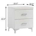 White 2 Drawer Nightstand White White 2 Drawers Bedroom Rectangle Poplar Solid Wood White Wood Metal