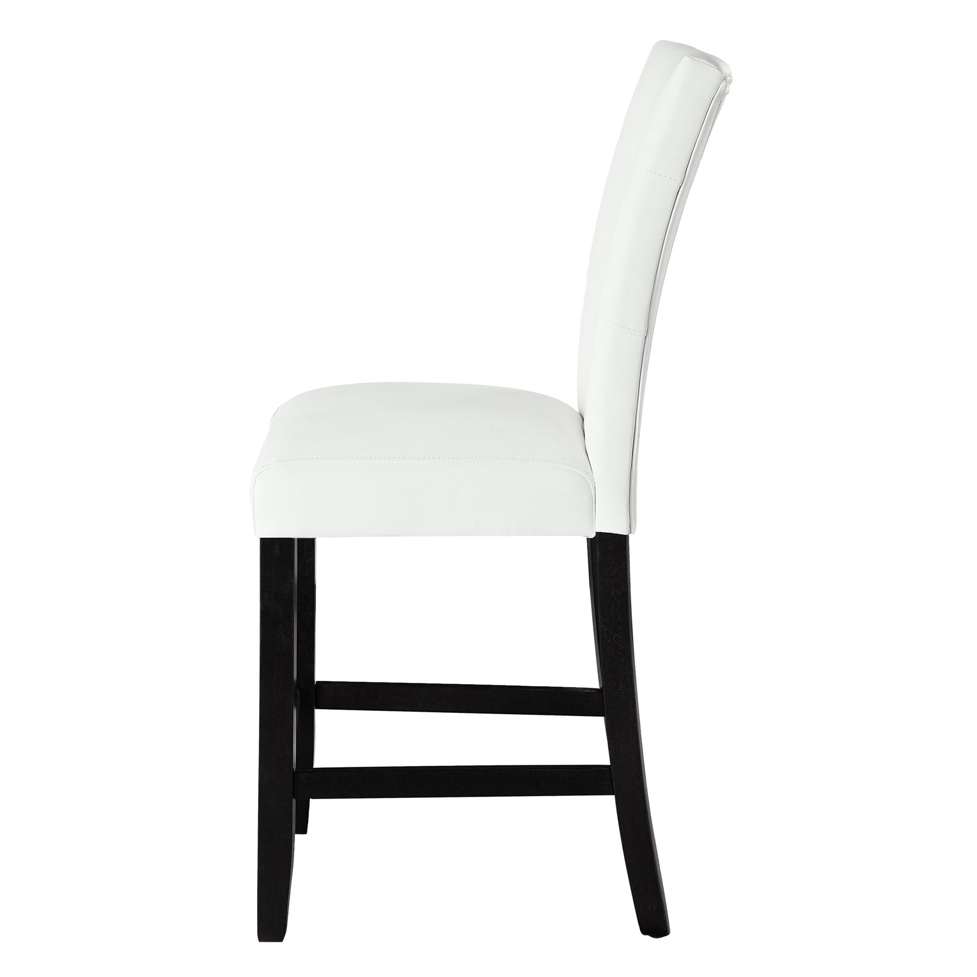 White And Black Tufted Back Counter Height Stools Set Of 2 Solid White Black Dining Room Foam Rectangular Contemporary Solid Back Set Of 2 Faux Leather