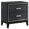 Weathered Black 2 Drawer Nightstand Black 2 Drawers Bedroom Rectangle Modern Rubberwood Solid Wood Black Wood