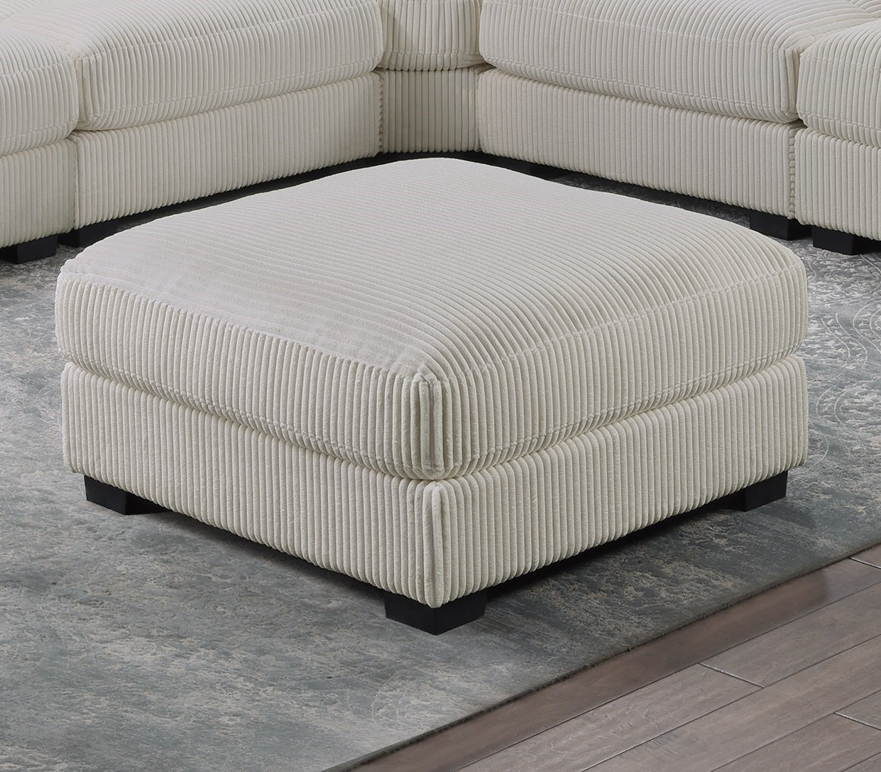 Living Room Furniture Ottoman Beige Wide Welt Corduroy 1Pc Soft Cushion Cocktail Ottoman Wood Legs Beige Primary Living Space Solid Contemporary,Modern Square Corduroy