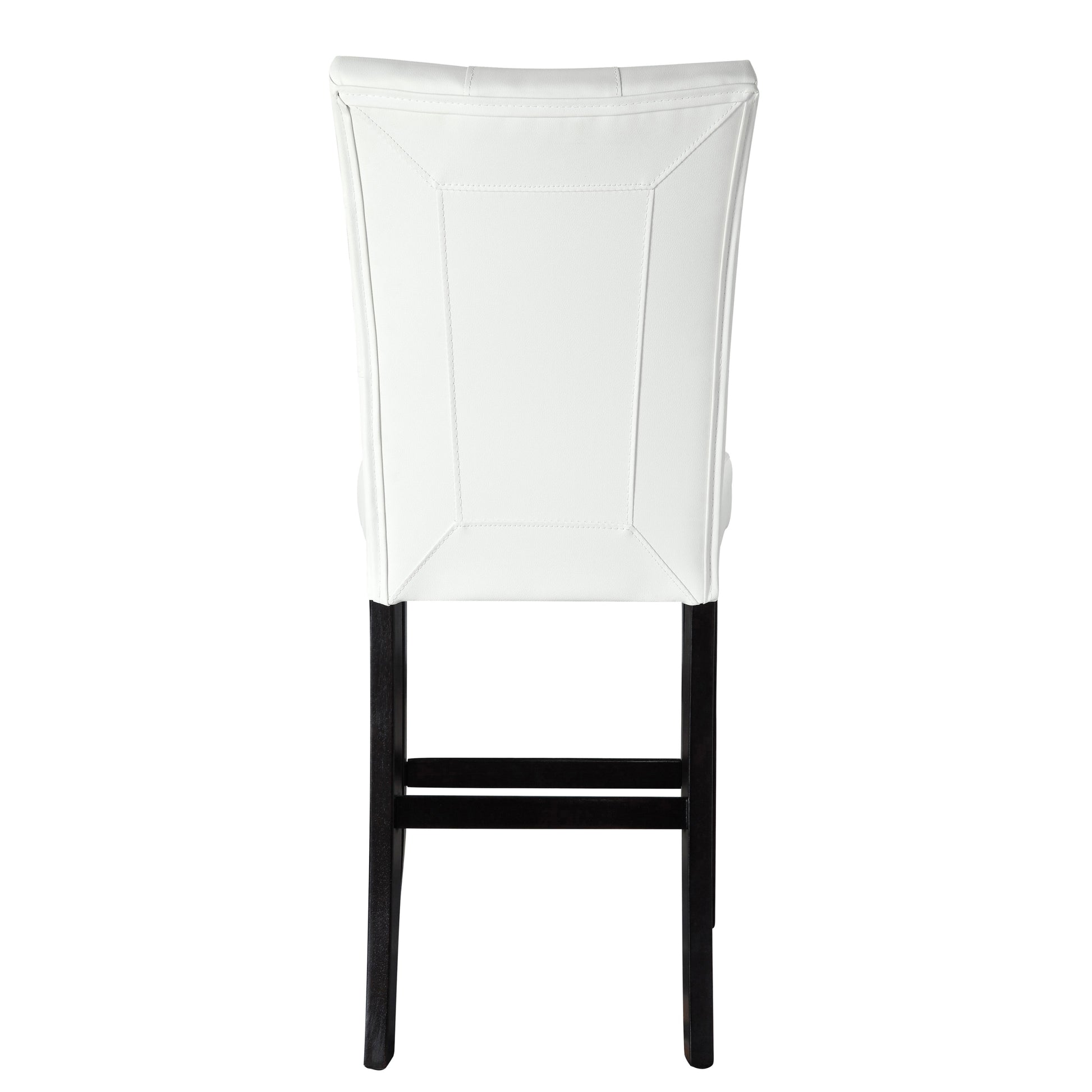 White And Black Tufted Back Counter Height Stools Set Of 2 Solid White Black Dining Room Foam Rectangular Contemporary Solid Back Set Of 2 Faux Leather