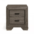 Weathered Grey Grain 2 Drawer Nightstand Brown 2 Drawers Bedroom Rectangle Rustic Drawers Wood