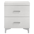 White 2 Drawer Nightstand White White 2 Drawers Bedroom Rectangle Poplar Solid Wood White Wood Metal