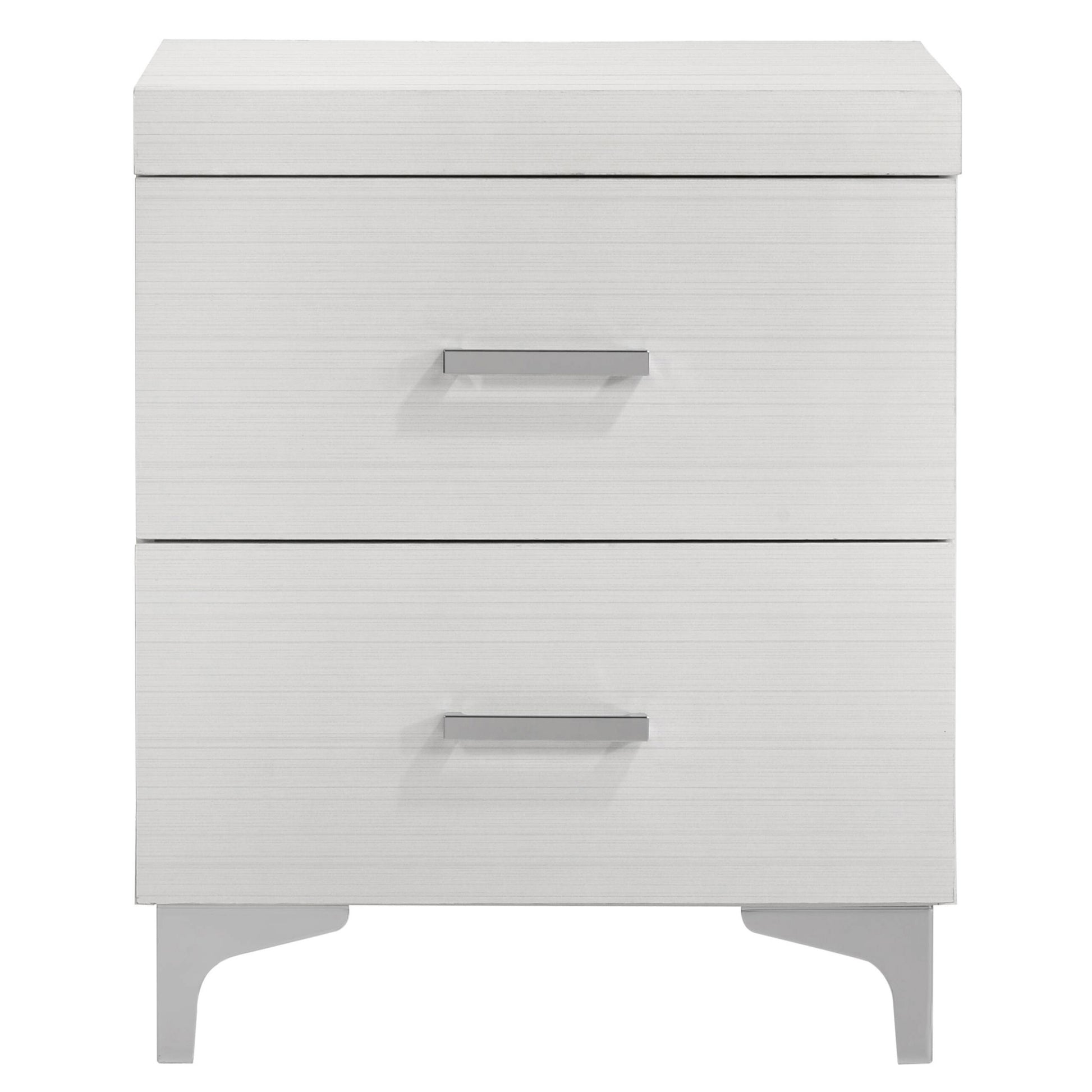 White 2 Drawer Nightstand White White 2 Drawers Bedroom Rectangle Poplar Solid Wood White Wood Metal