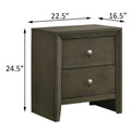 Grey 2 Drawer Nightstand Grey Gray 2 Drawers Bedroom Rectangle Contemporary Rubberwood Drawers Wood