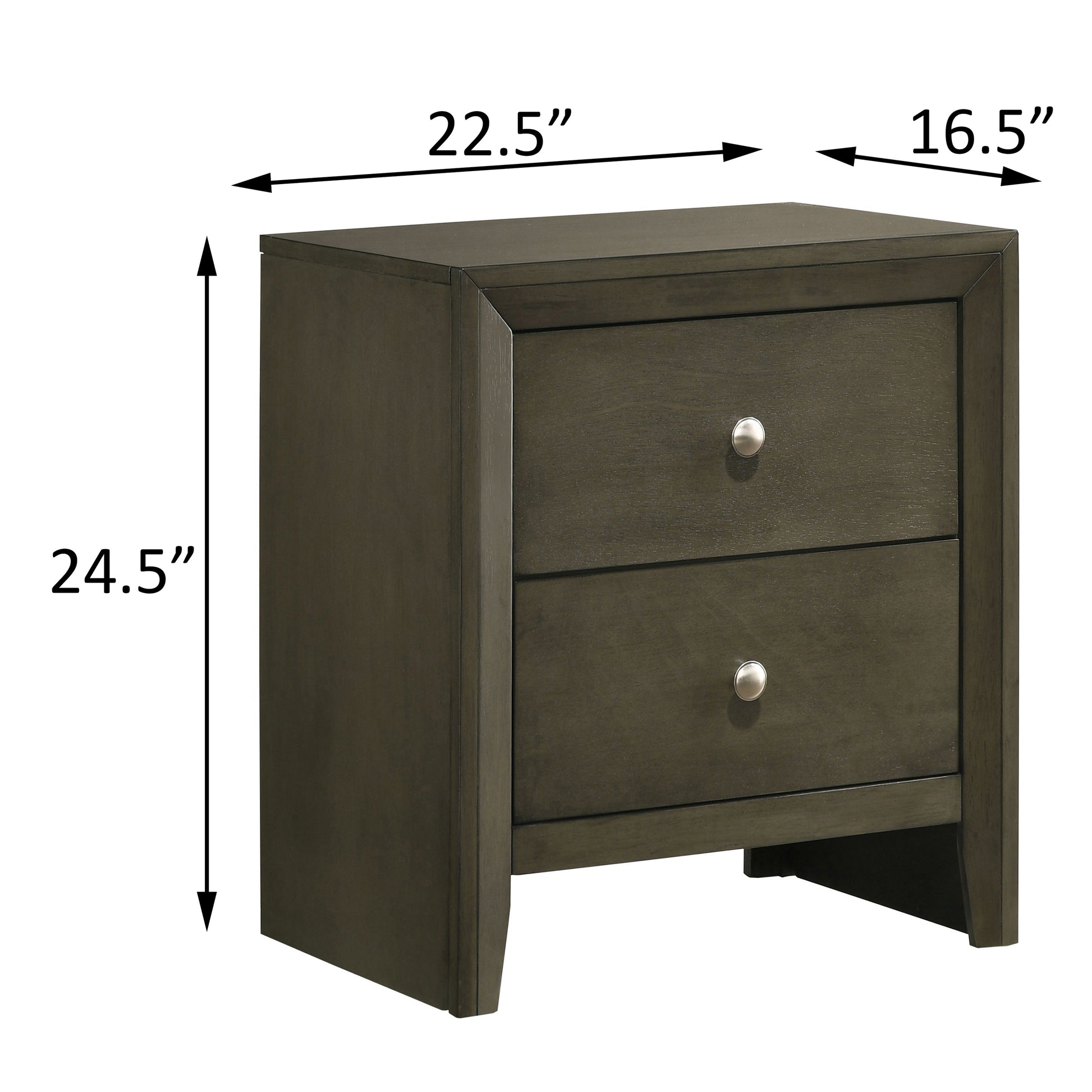 Grey 2 Drawer Nightstand Grey Gray 2 Drawers Bedroom Rectangle Contemporary Rubberwood Drawers Wood