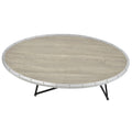 Weathered Grey Oak And Black Oval Coffee Table Grey Black Primary Living Space Industrial Oval Wood Metal Sled