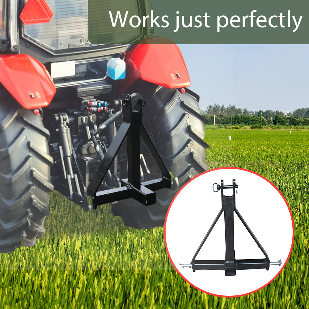 3 Point 2" Receiver Trailer Hitch Drawbar Adapter Category One Tractor Attachments Black Steel