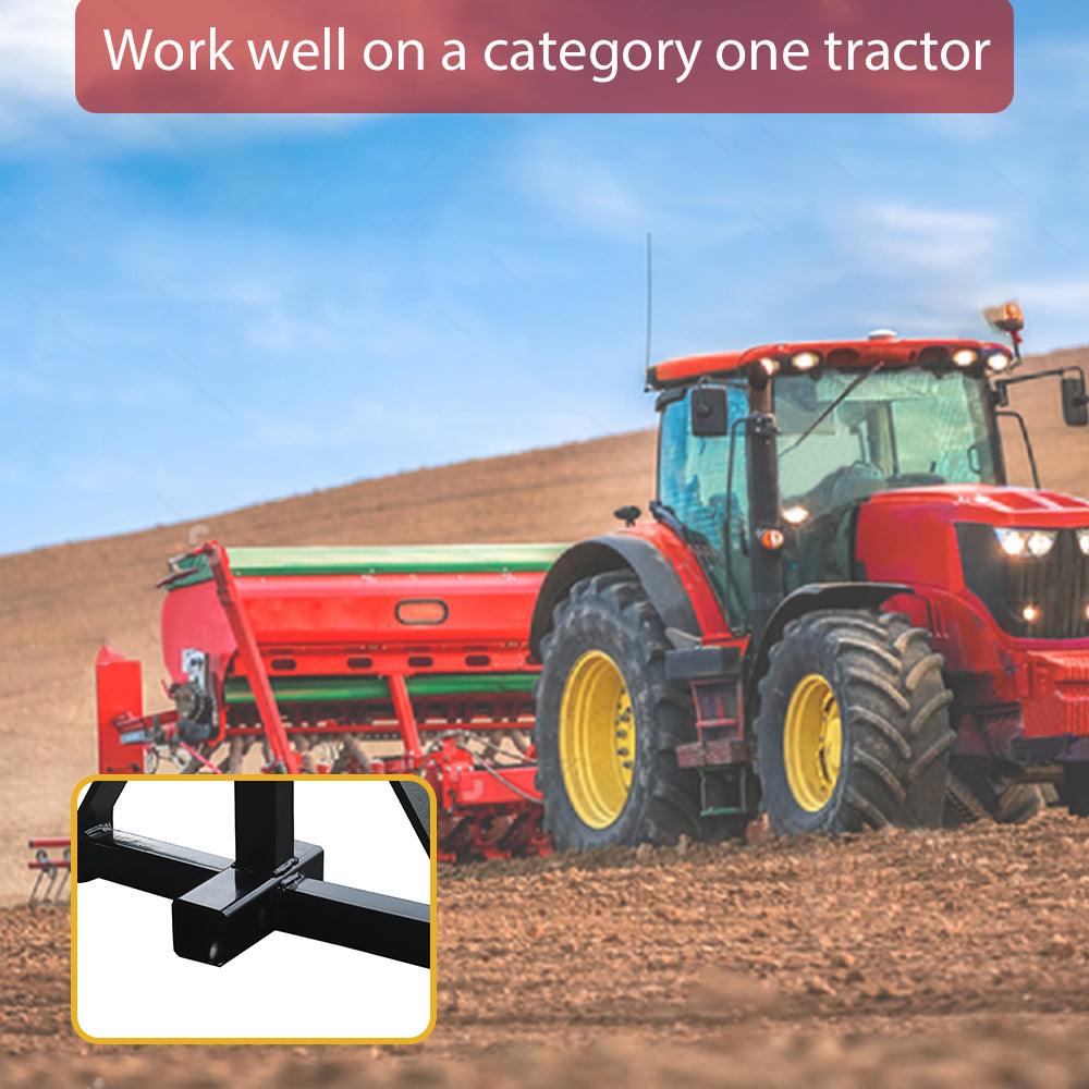 3 Point 2" Receiver Trailer Hitch Drawbar Adapter Category One Tractor Attachments Black Steel