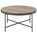 Weathered Grey Oak And Black Coffee Table Grey Black Primary Living Space Industrial Round Wood Metal