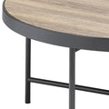 Weathered Grey Oak And Black Coffee Table Grey Black Primary Living Space Industrial Round Wood Metal