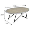 Weathered Grey Oak And Black Oval Coffee Table Grey Black Primary Living Space Industrial Oval Wood Metal Sled