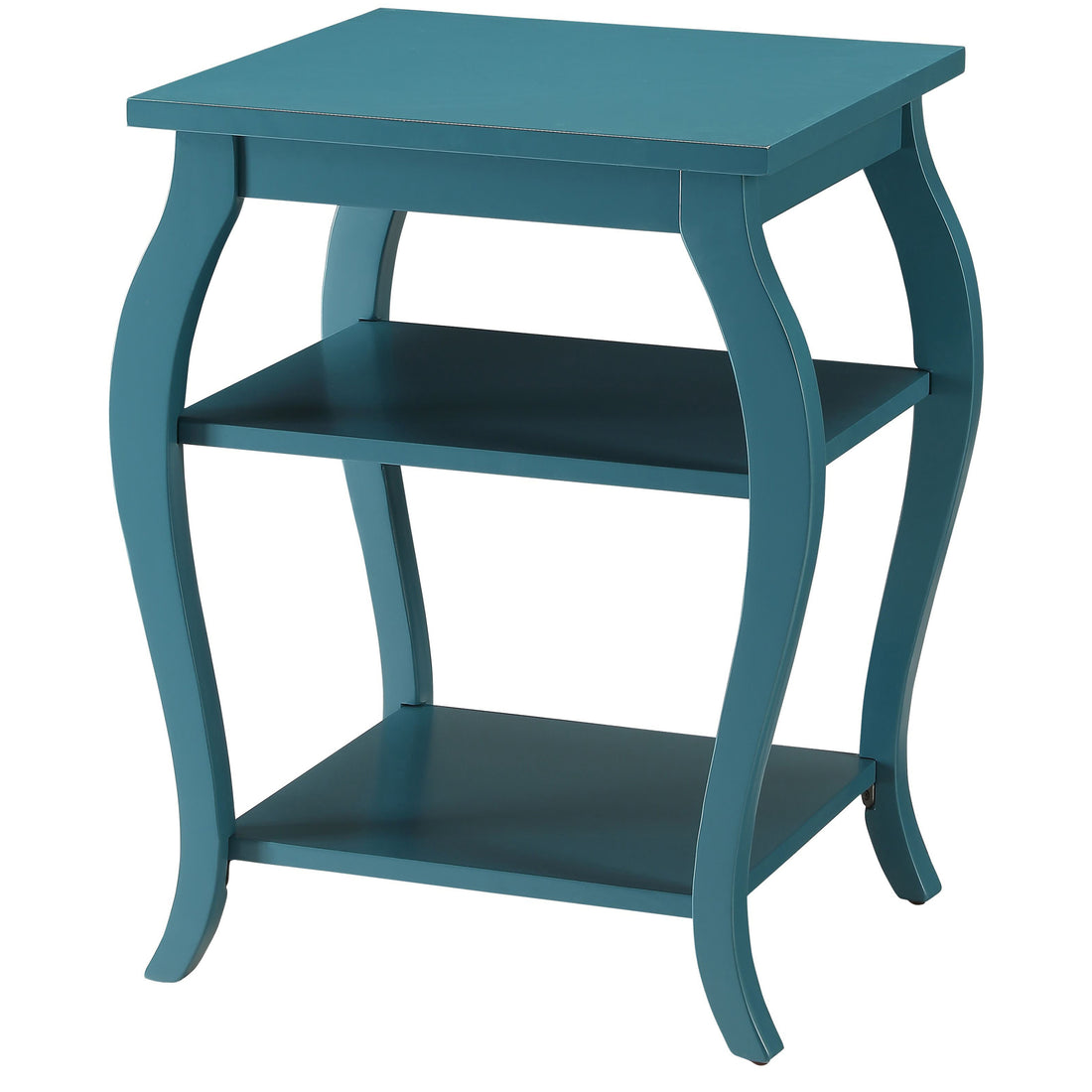 Teal 2 Shelf End Table Teal Primary Living Space Traditional Shelves Square Wood