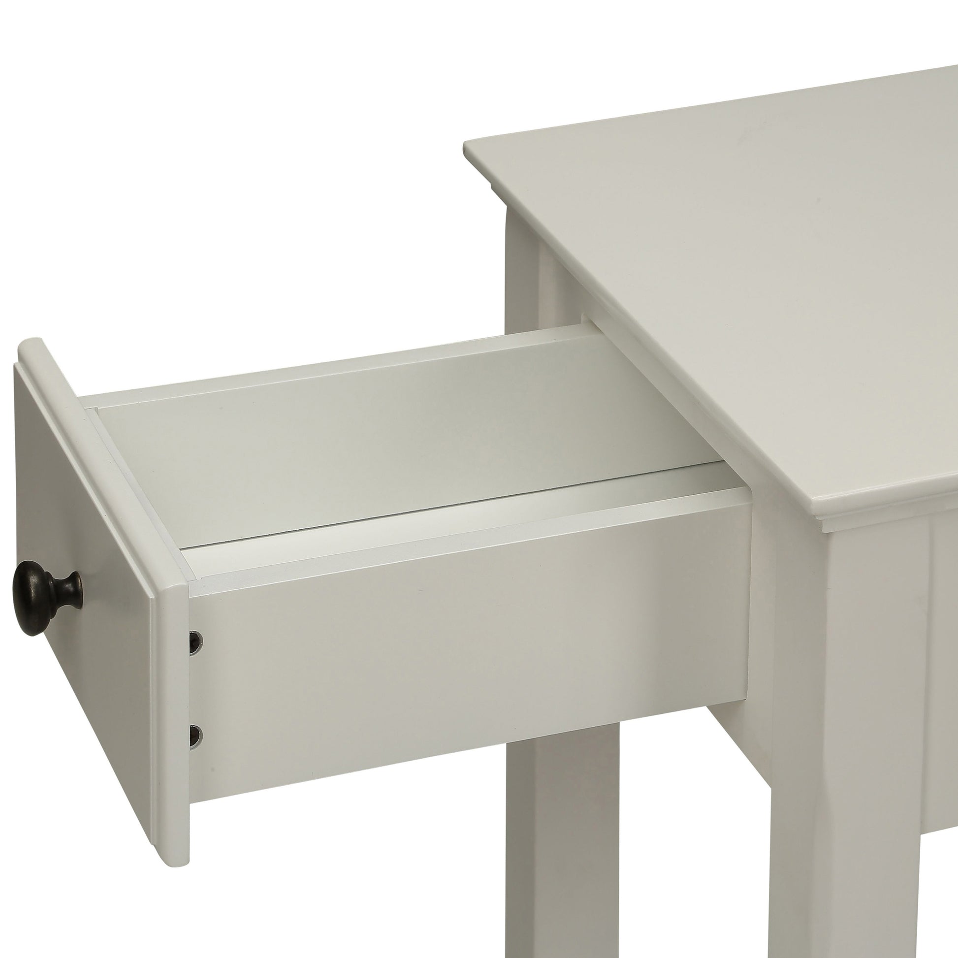 White Accent Table With Bottom Shelf White Primary Living Space Transitional Drawers Rectangular Wood