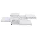 Square Marble Veneer Coffee Table Sliding Top With Storage In White 39.4'' White Primary Living Space Square Mdf