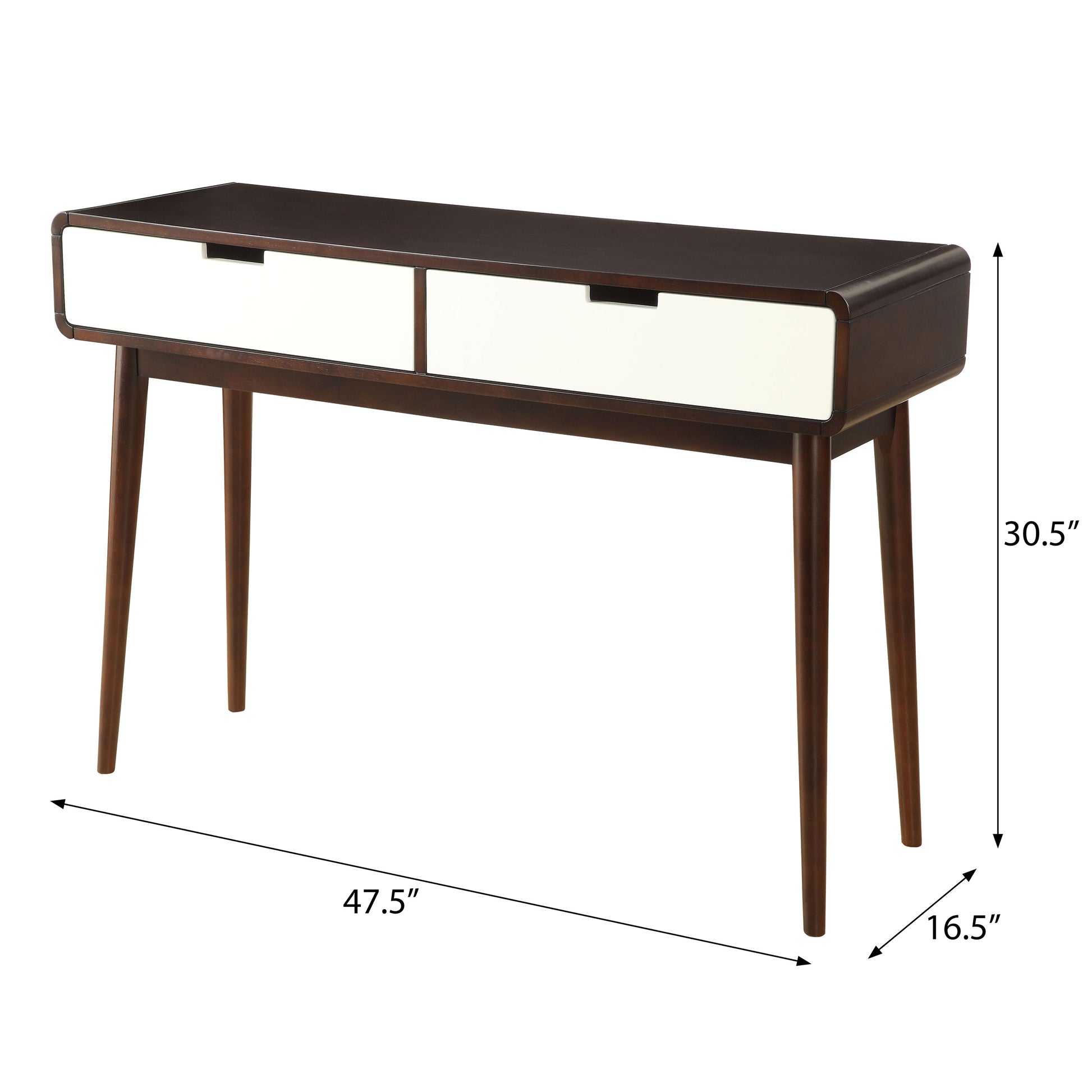 Espresso And White 2 Drawer Sofa Table Espresso Primary Living Space Mid Century Modern Drawers Rectangular Wood