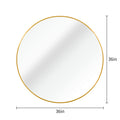 Gold 36 Inch Metal Round Bathroom Mirror Gold Classic Mdf Glass Aluminium Alloy