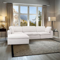 Harper Luxe White Sectional 4 Seat Configuration White Wood Linen 4 Seat