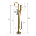 Single Handle Freestanding Tub Filler Floor Mount Bathtub Faucet With Handheld Shower Brushed Gold Bathroom Joystick Claw Foot Tub Faucets Curved Two Brushed Gold Pull Out Floor Mounted Cartridge Valve Single Hole Faucets Gold Antique,Classic 1 Hole