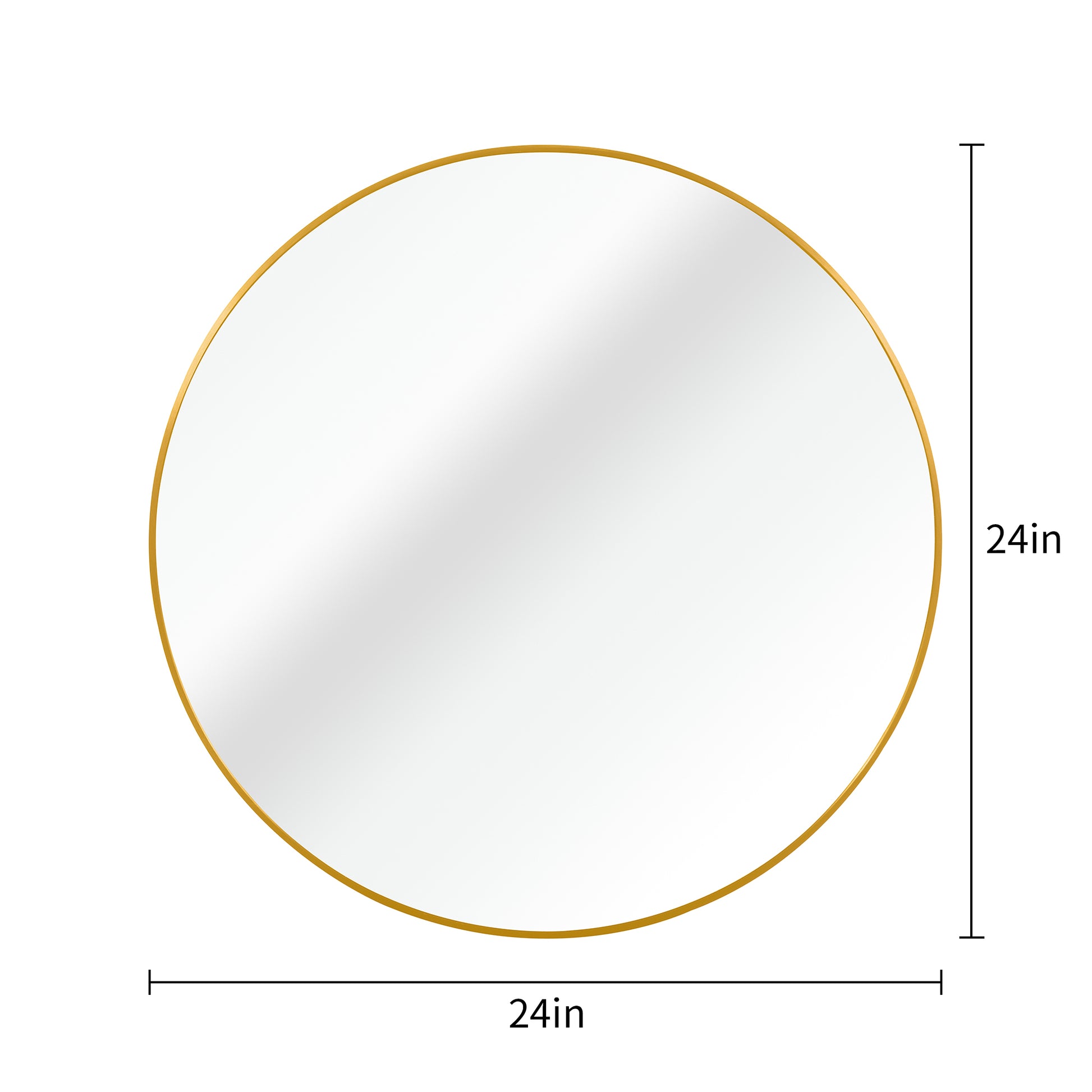 Gold 24 Inch Metal Round Bathroom Mirror - Gold