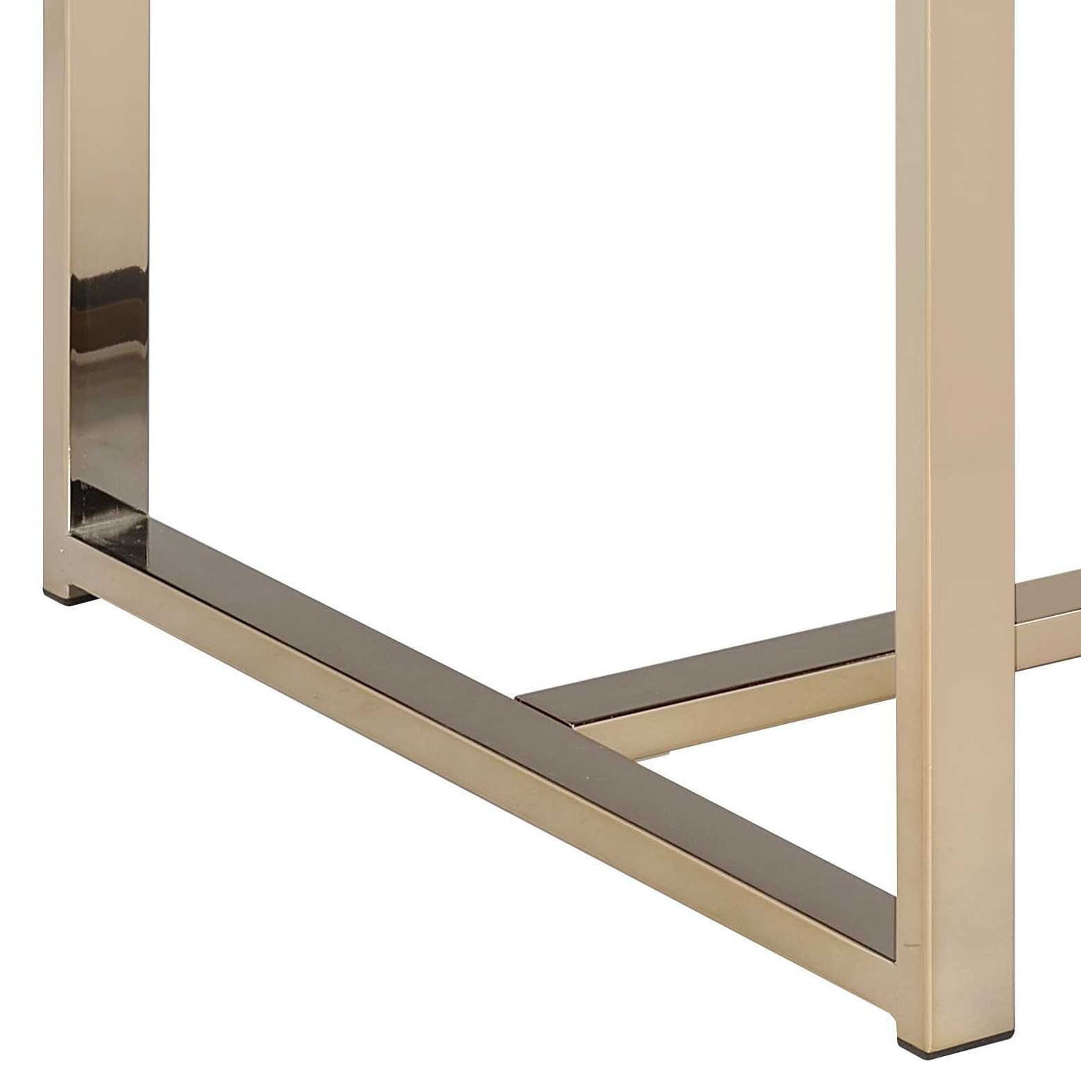 White And Champagne Rectangular End Table White Gold Primary Living Space Contemporary Rectangular Wood Metal Sled