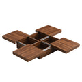 Square Marble Veneer Coffee Table Sliding Top With Storage In Walnut 39.4'' Walnut Primary Living Space Square Mdf