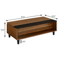 Walnut And Black Lift Top Coffee Table Walnut Primary Living Space Contemporary Shelves Rectangular Wood