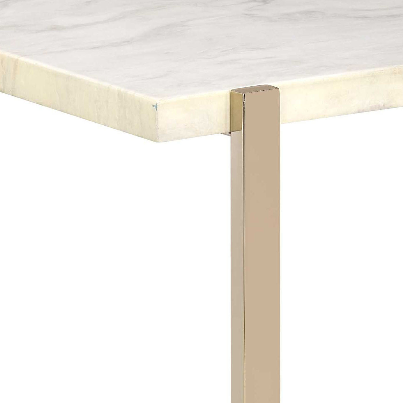 White And Champagne Rectangular End Table White Gold Primary Living Space Contemporary Rectangular Wood Metal Sled
