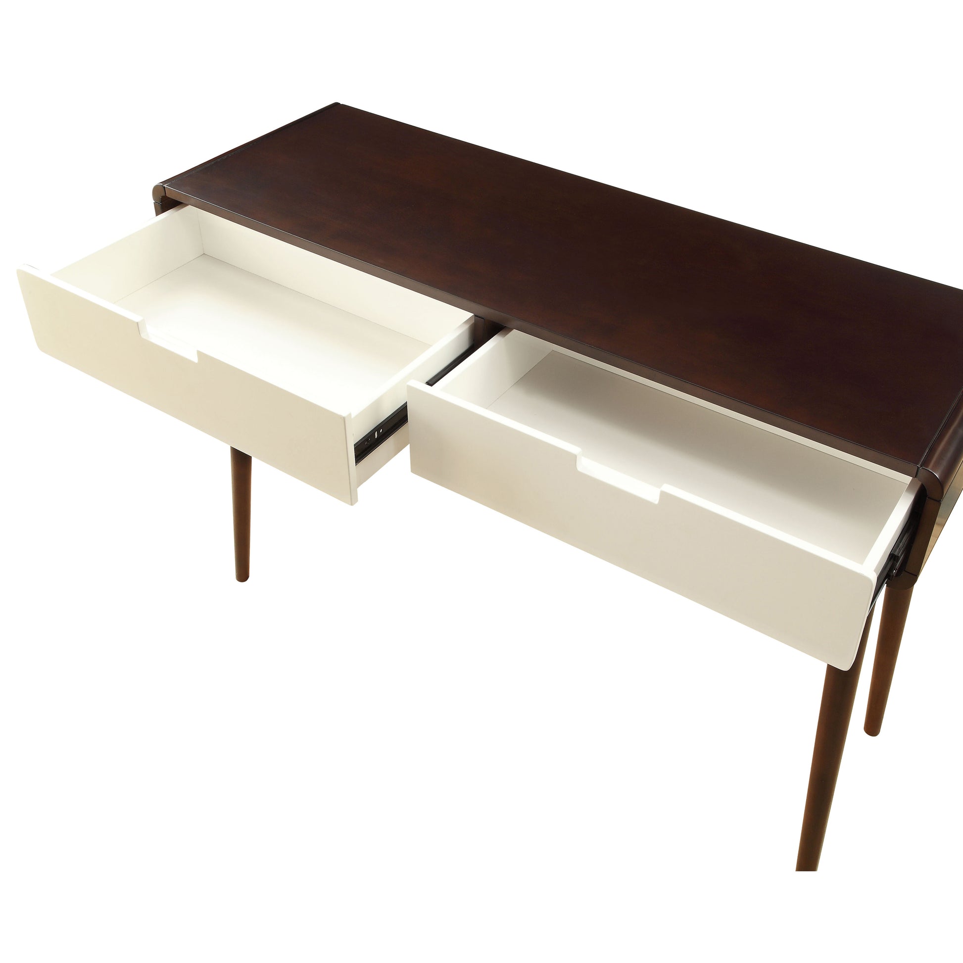 Espresso And White 2 Drawer Sofa Table Espresso Primary Living Space Mid Century Modern Drawers Rectangular Wood