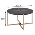 Black And Champagne Round Coffee Table Black Gold Primary Living Space Round Wood Metal