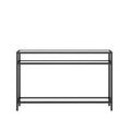 42.1 Inch Console Sofa Table, Modern Entryway Table,Tempered Glass Table, Metal Frame,3 Shelves,For Entrance, Living Room, Foyer,Hallway Bedroom Black Iron