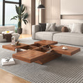 Square Marble Veneer Coffee Table Sliding Top With Storage In Walnut 39.4'' Walnut Primary Living Space Square Mdf