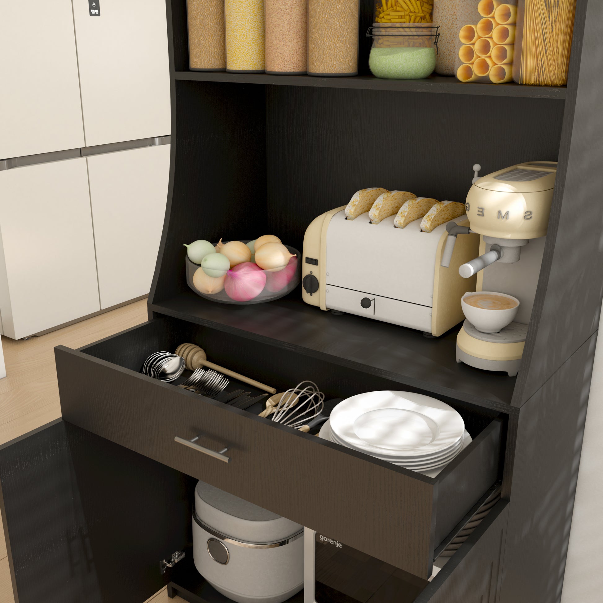 71" Kitchen Storage Cabinet With Charging