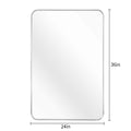 Silver 24X36 Inch Metal Rectangle Barhroom Mirror Silver Classic Mdf Glass Aluminium