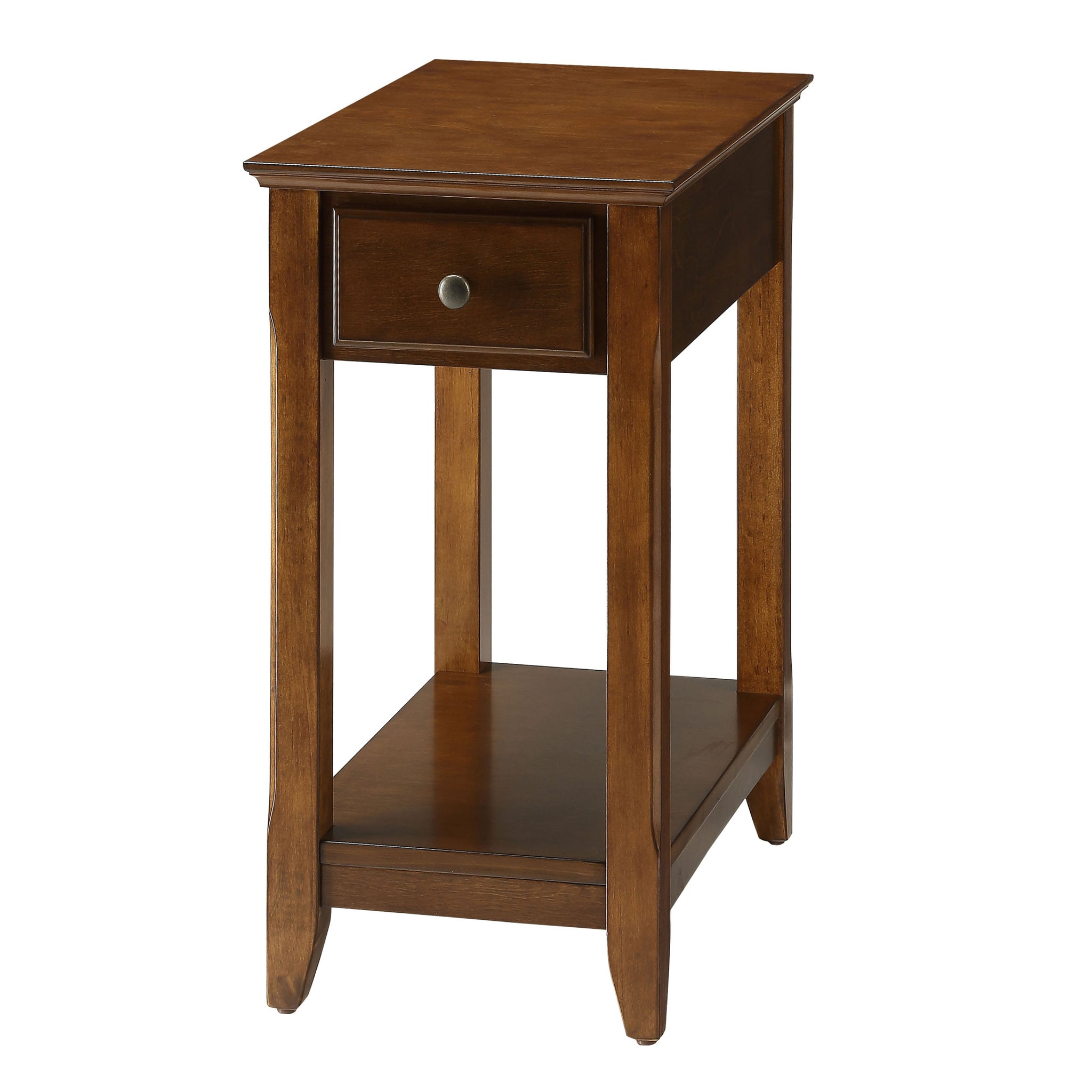 Walnut Accent Table With Bottom Shelf Walnut Primary Living Space Transitional Drawers Rectangular Wood