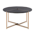 Black And Champagne Round Coffee Table Black Gold Primary Living Space Round Wood Metal