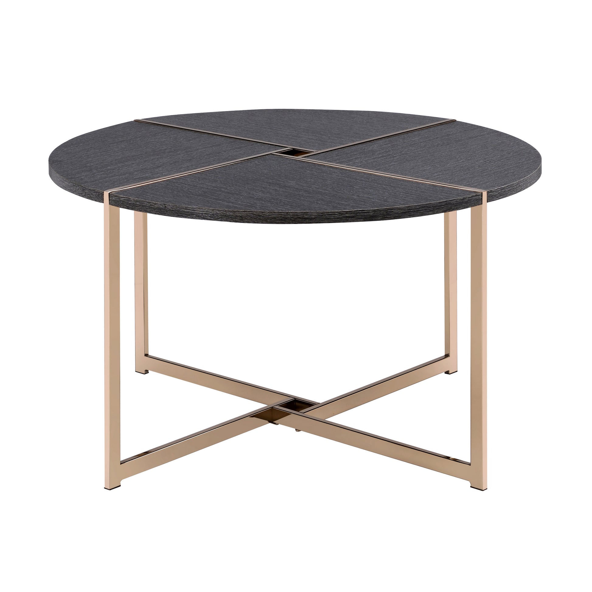 Black And Champagne Round Coffee Table Black Gold Primary Living Space Round Wood Metal