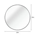 Black 20 Inch Metal Round Bathroom Mirror Black Classic Mdf Glass Aluminium Alloy