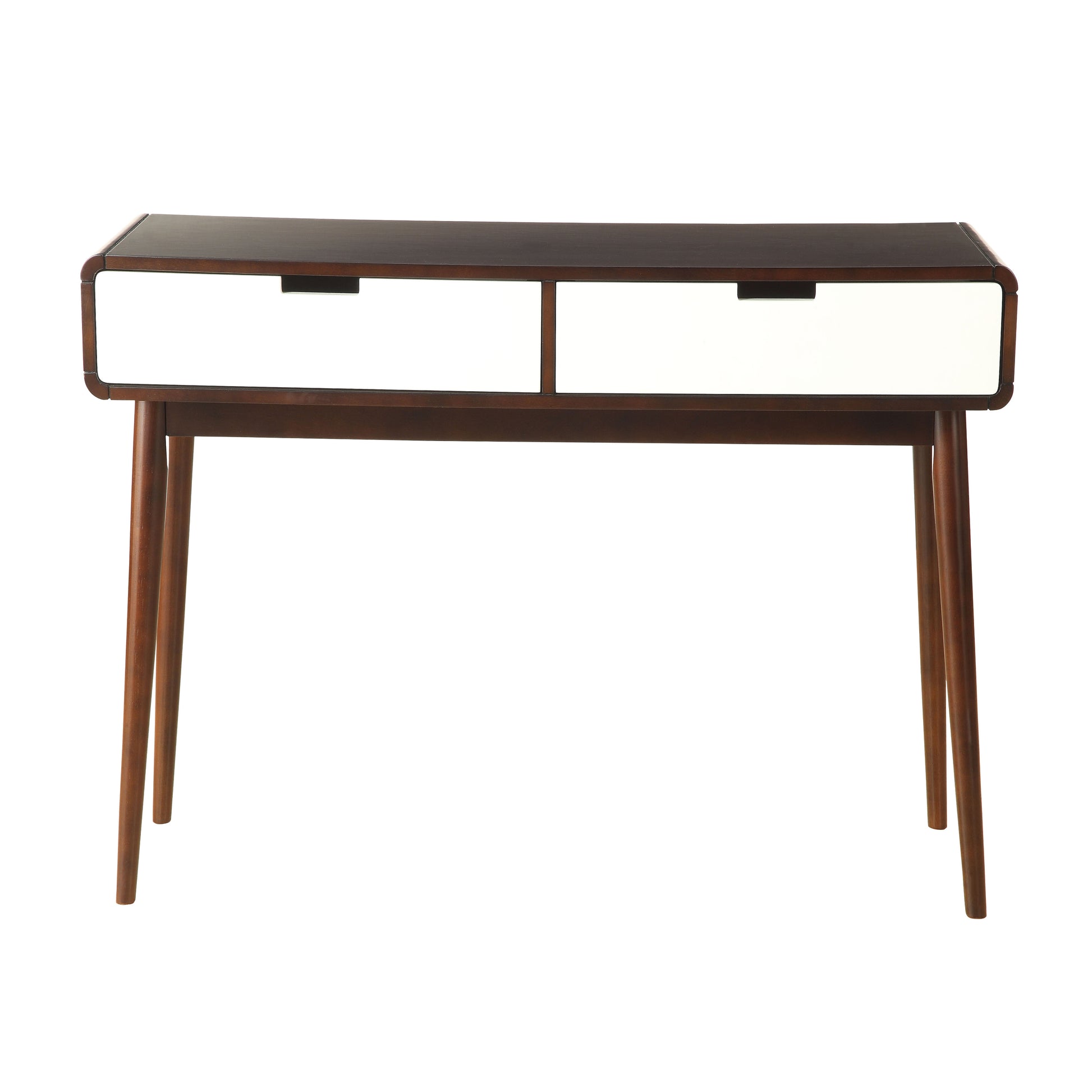 Espresso And White 2 Drawer Sofa Table Espresso Primary Living Space Mid Century Modern Drawers Rectangular Wood